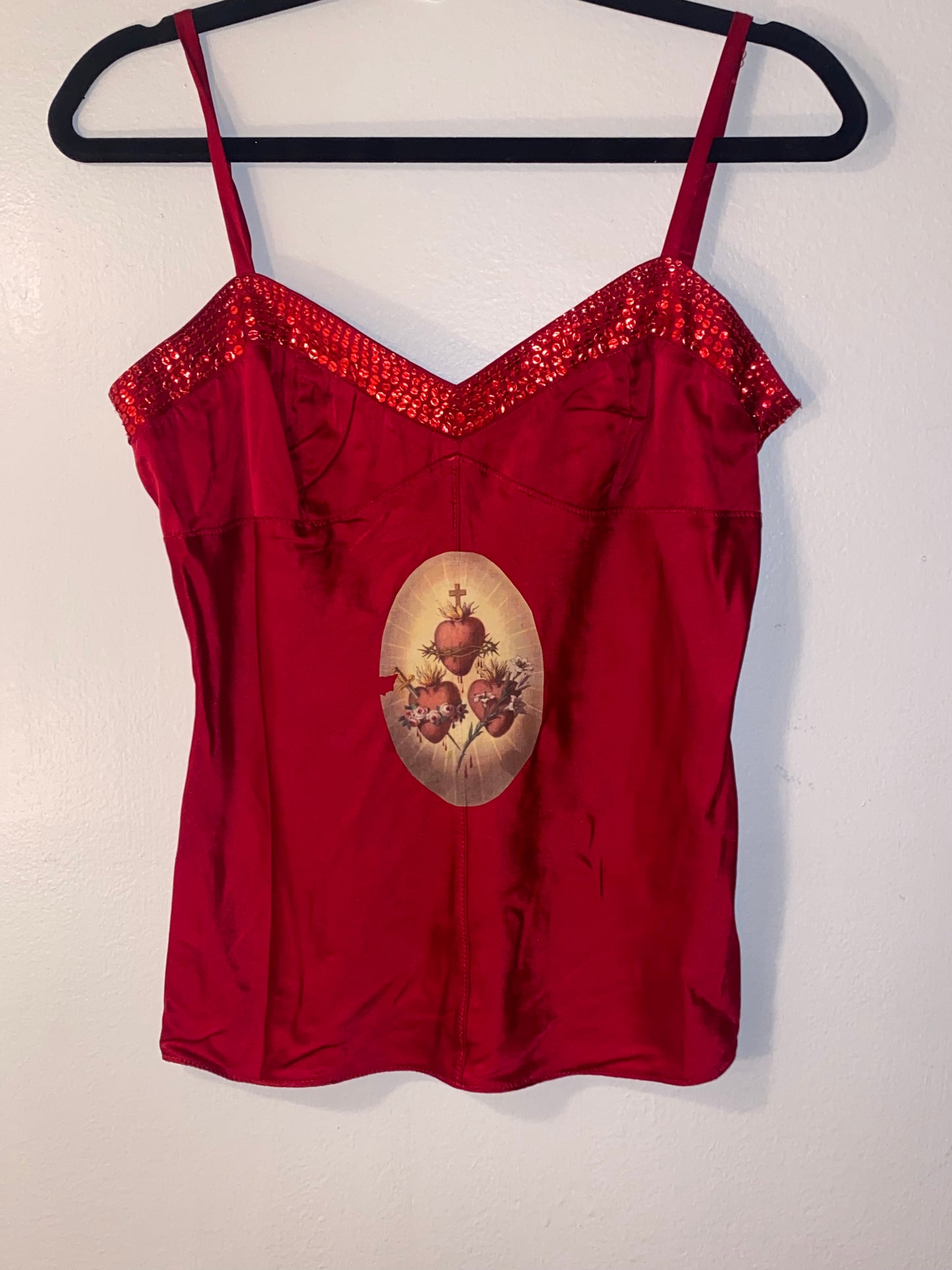 Torn sacred heart red tank