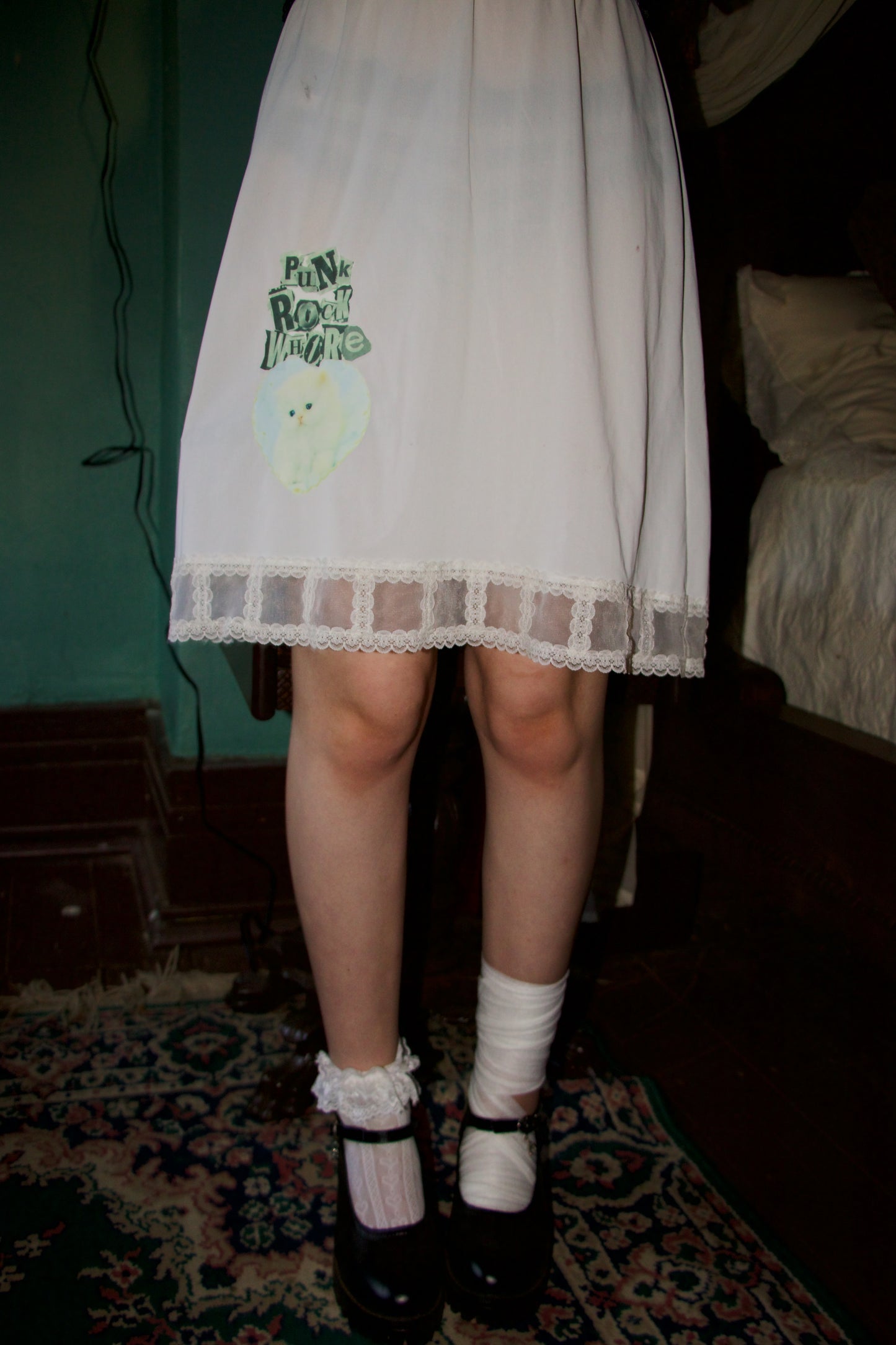 Punk rock kitty slip skirt