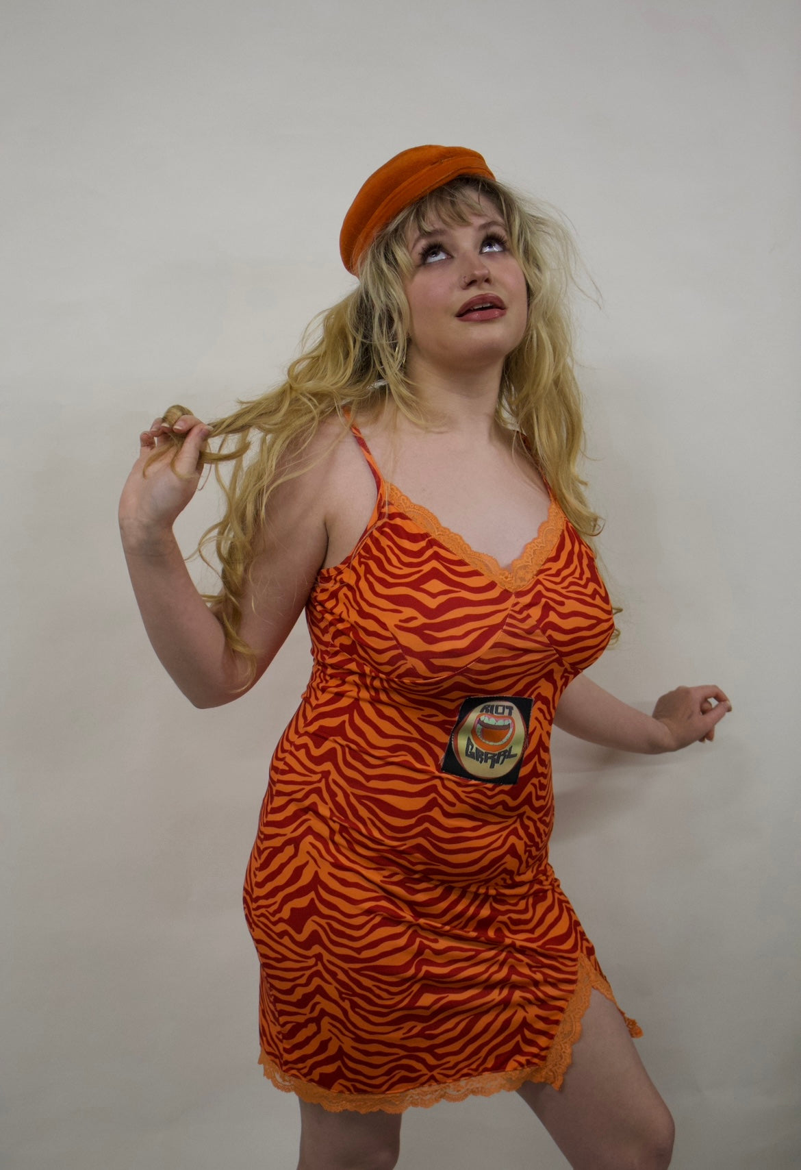 Riot grrl orange zebra dress