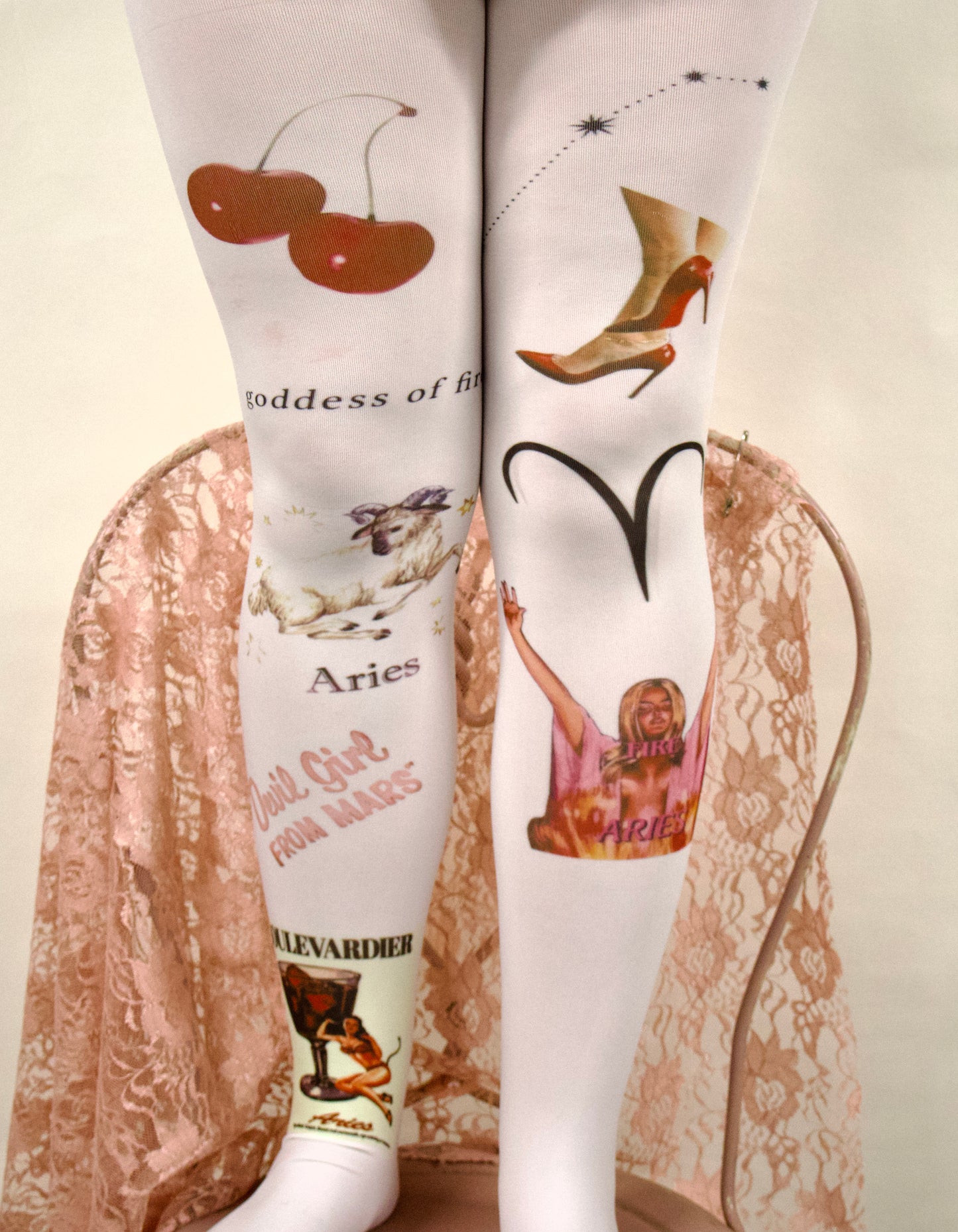 Hand printed Aries tights