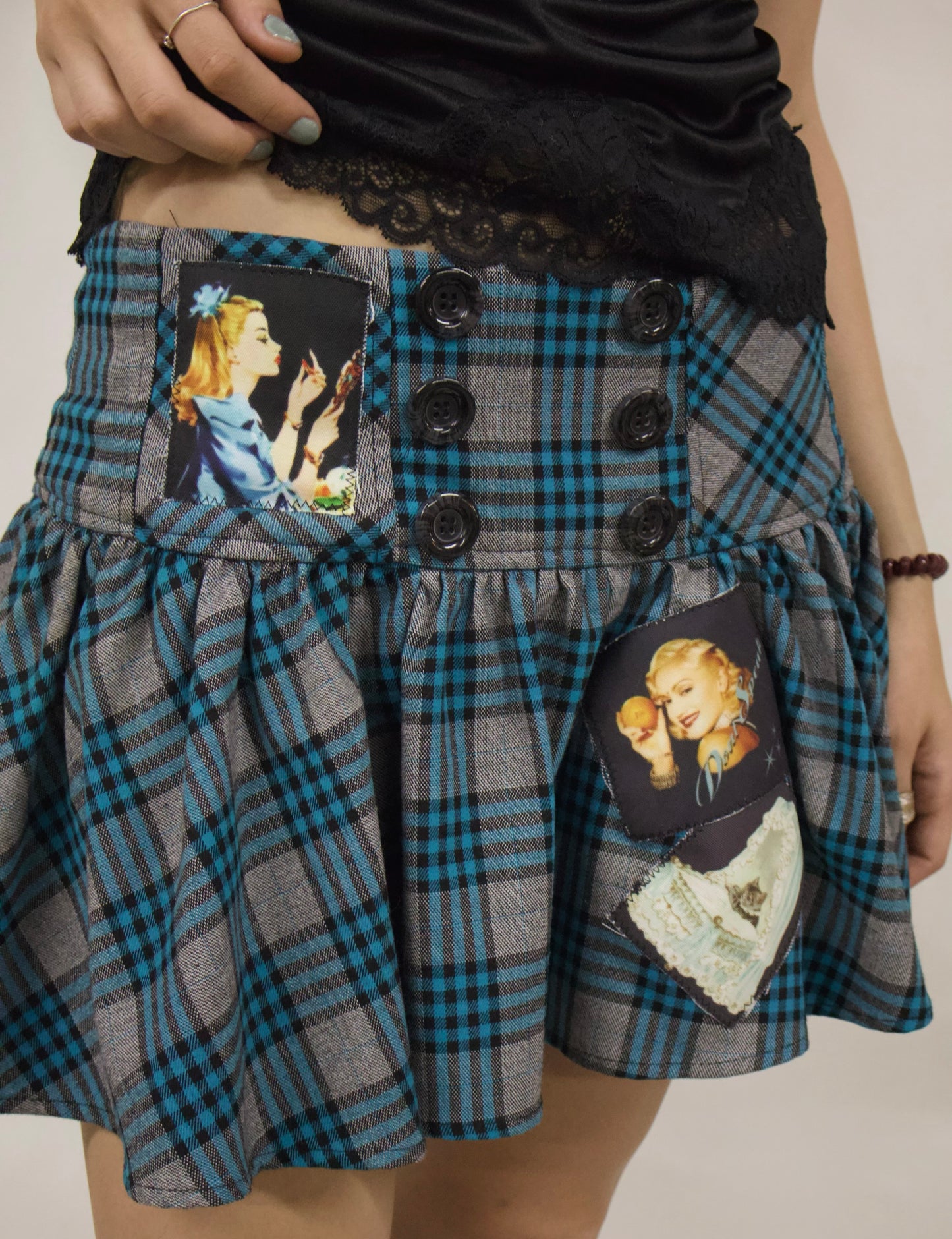 Blue button skirt