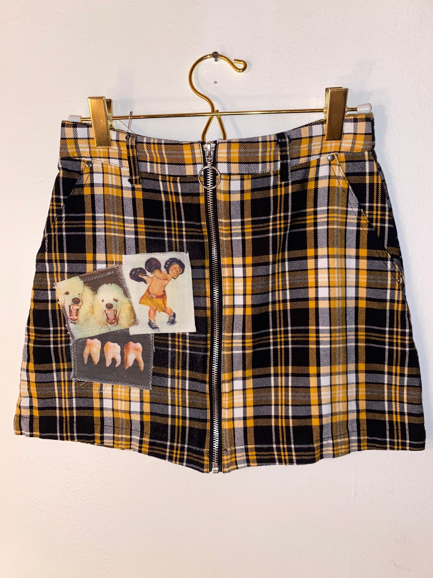 Tooth plaid skirt
