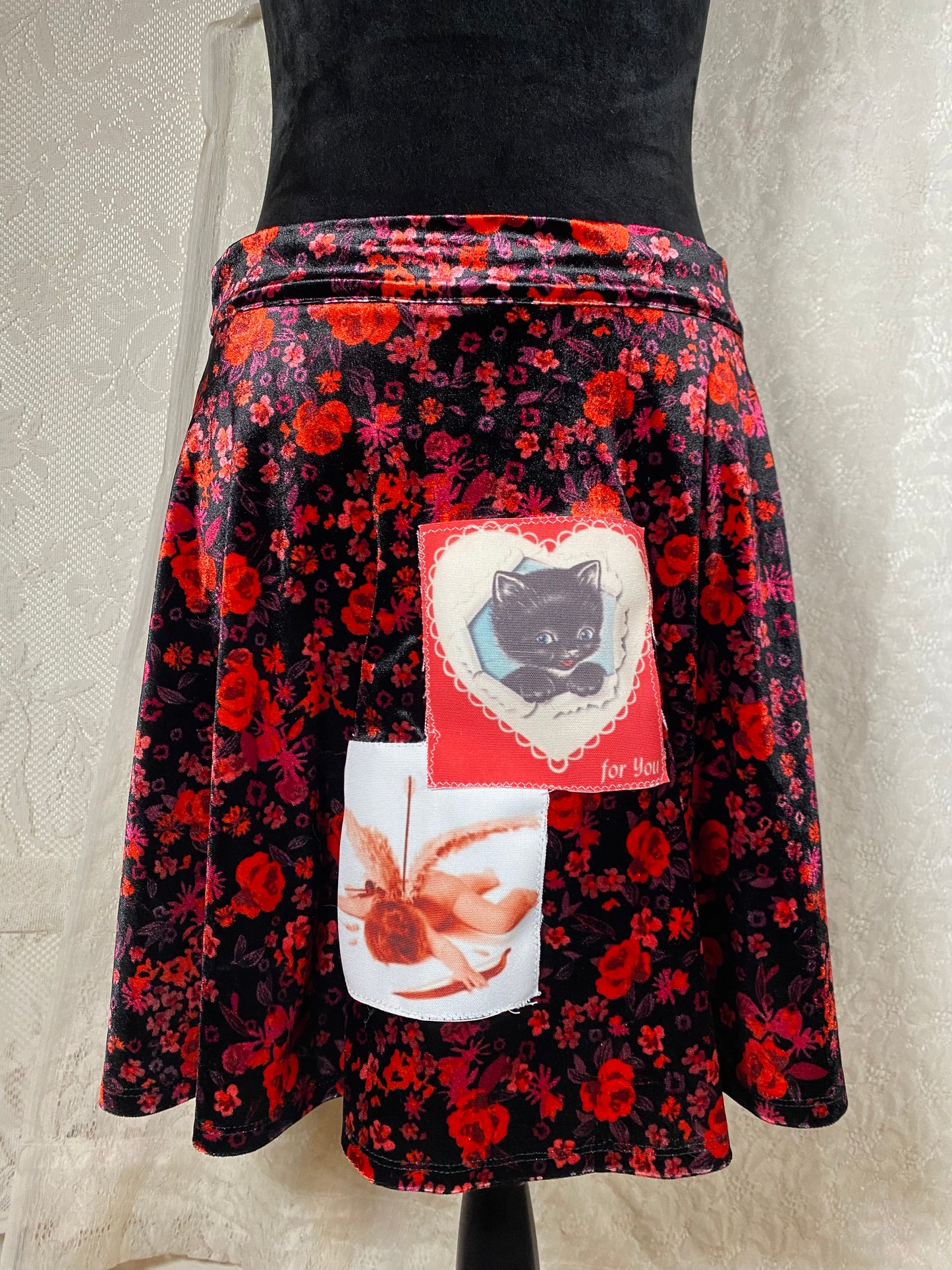 For you velvet floral skirt