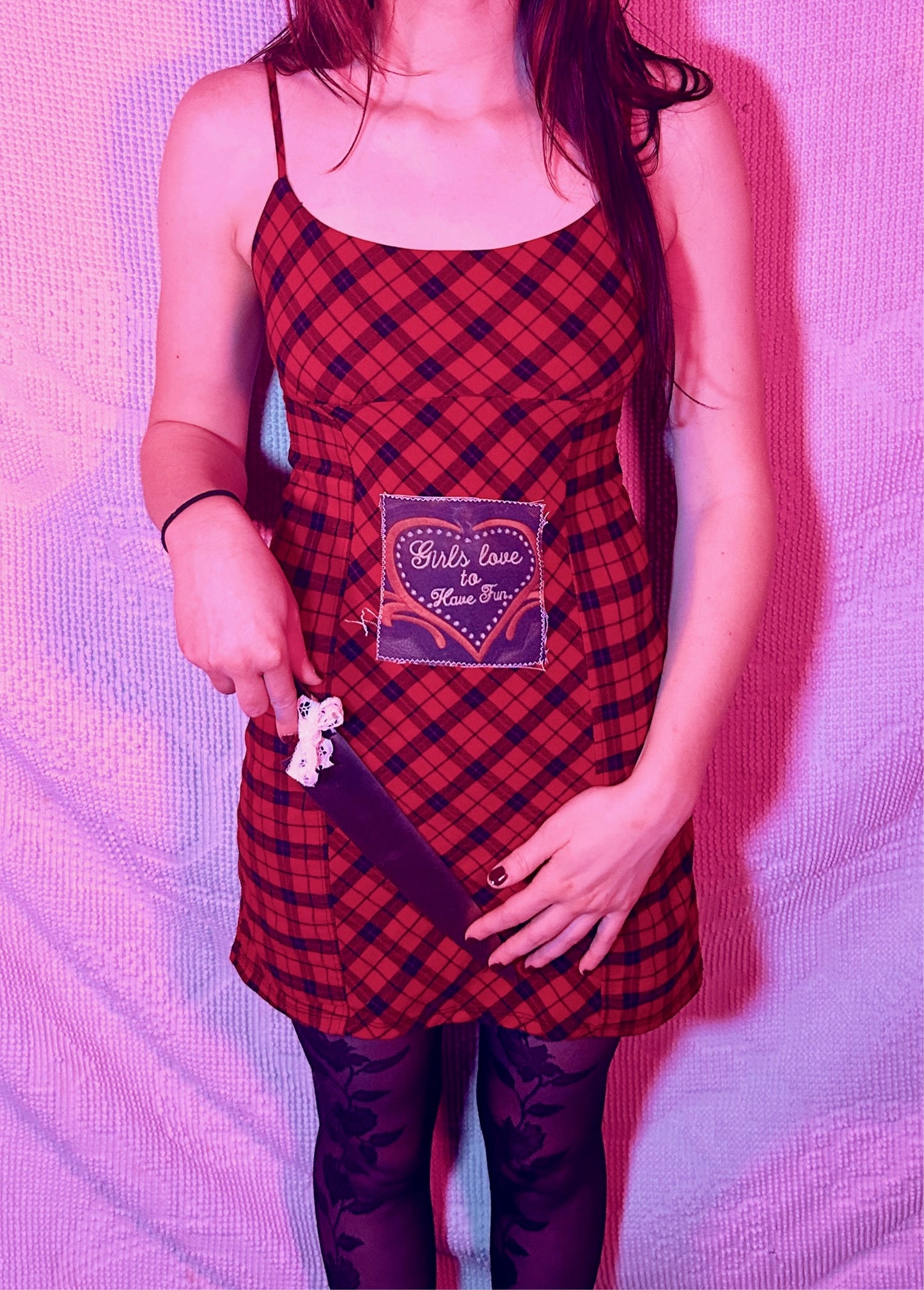 Girls love to have fun plaid dress