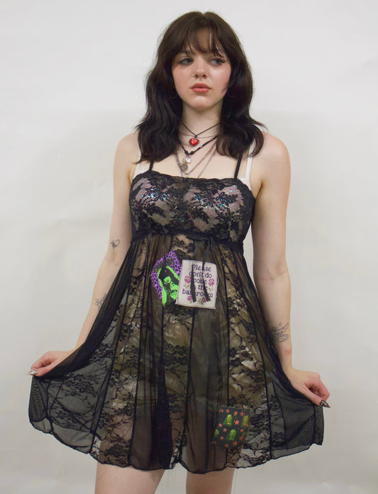 Tiered lace slip dress