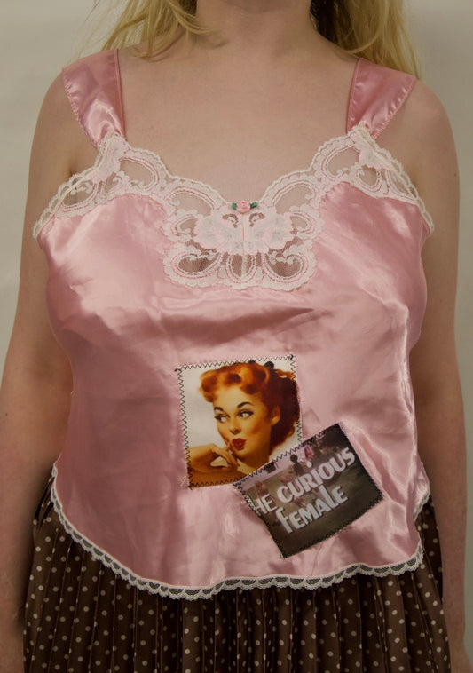 Curious female slip tank