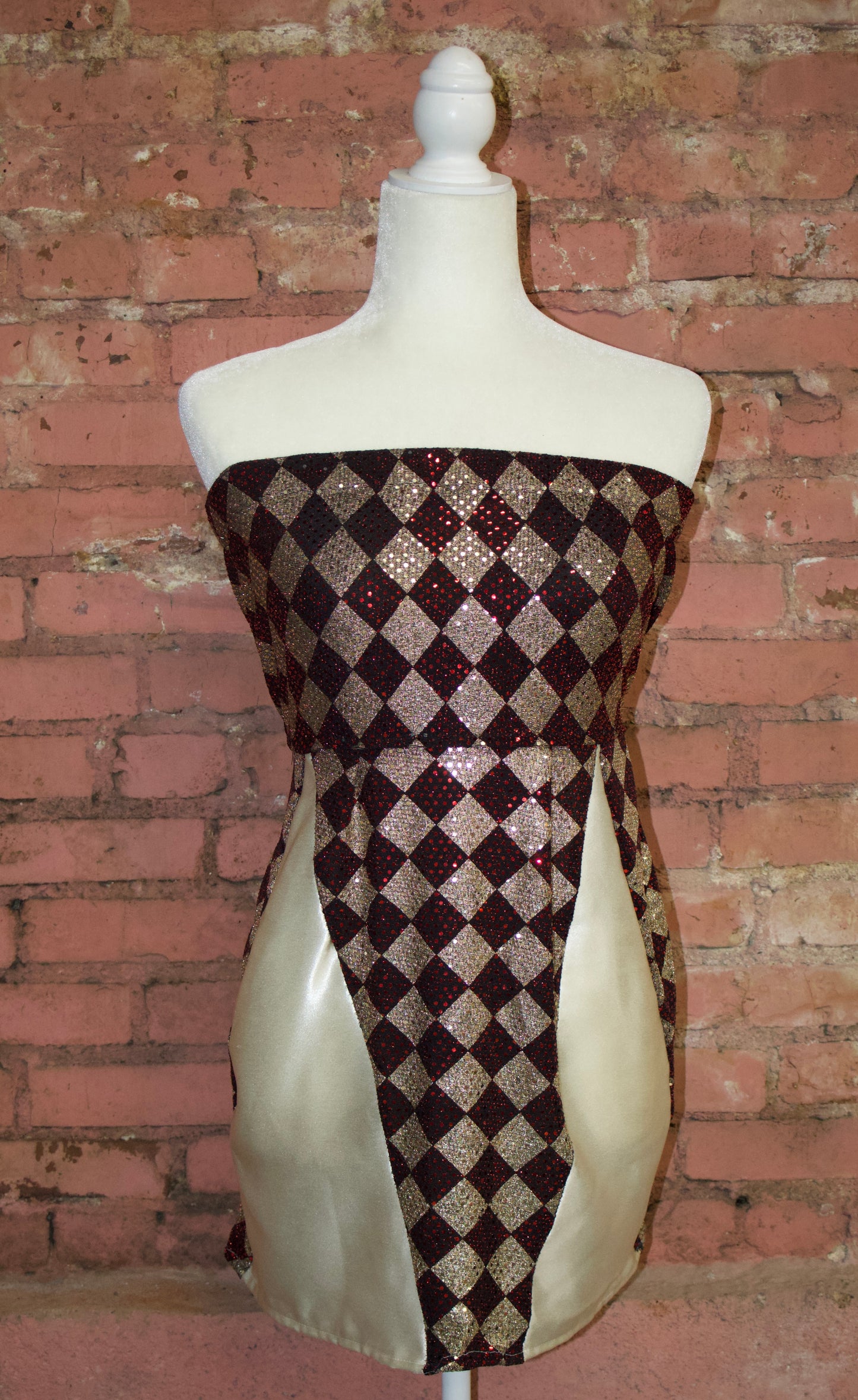 60s sequin Harlequin babydoll dress