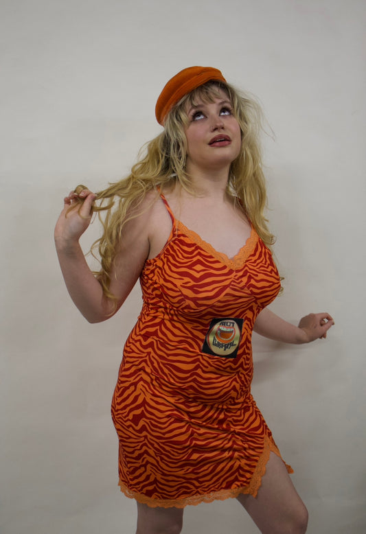 Riot grrl orange zebra dress