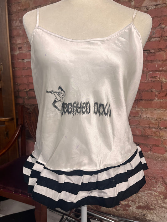 Decayed doll striped ruffle tank