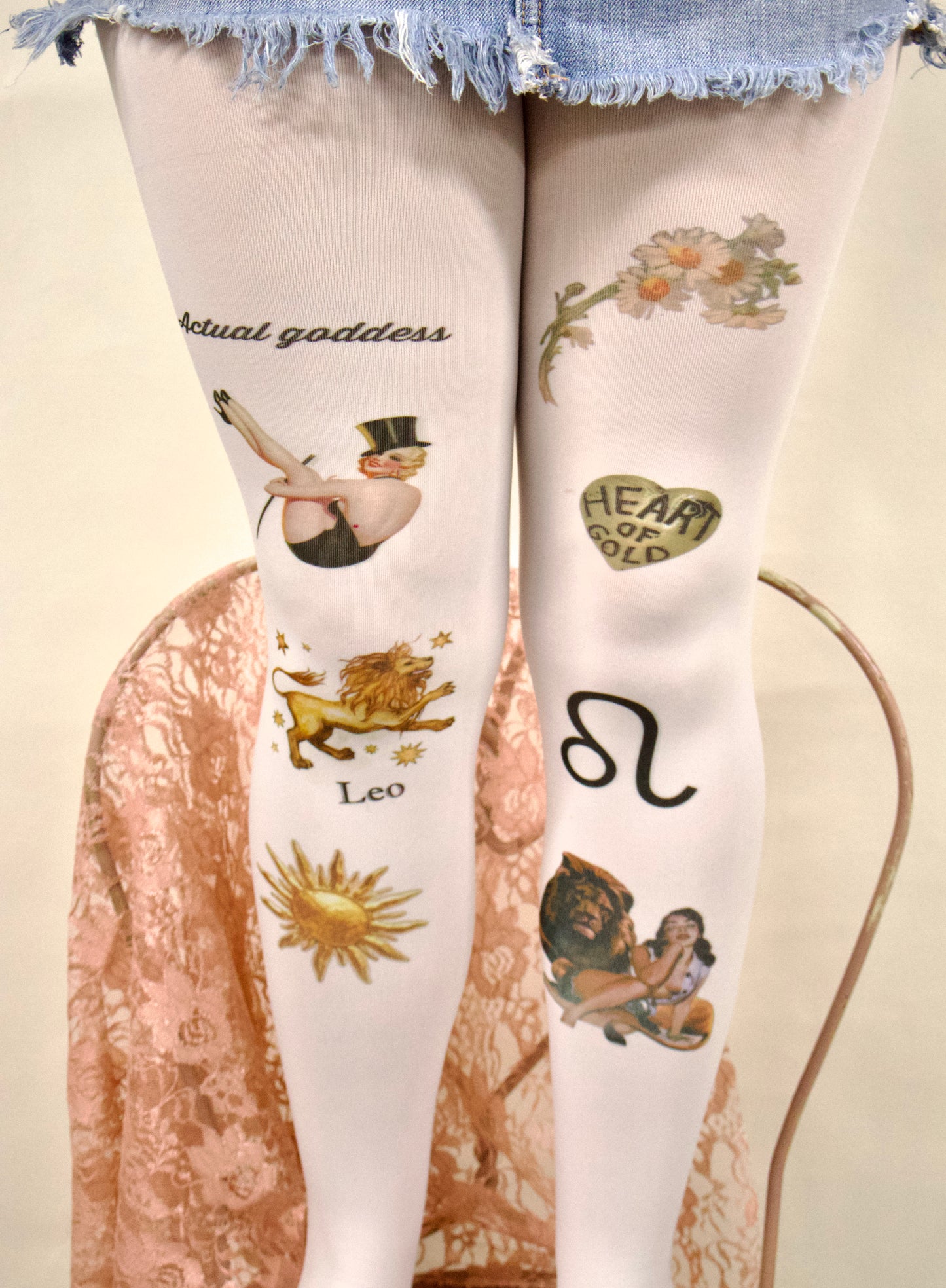 Hand printed Leo tights