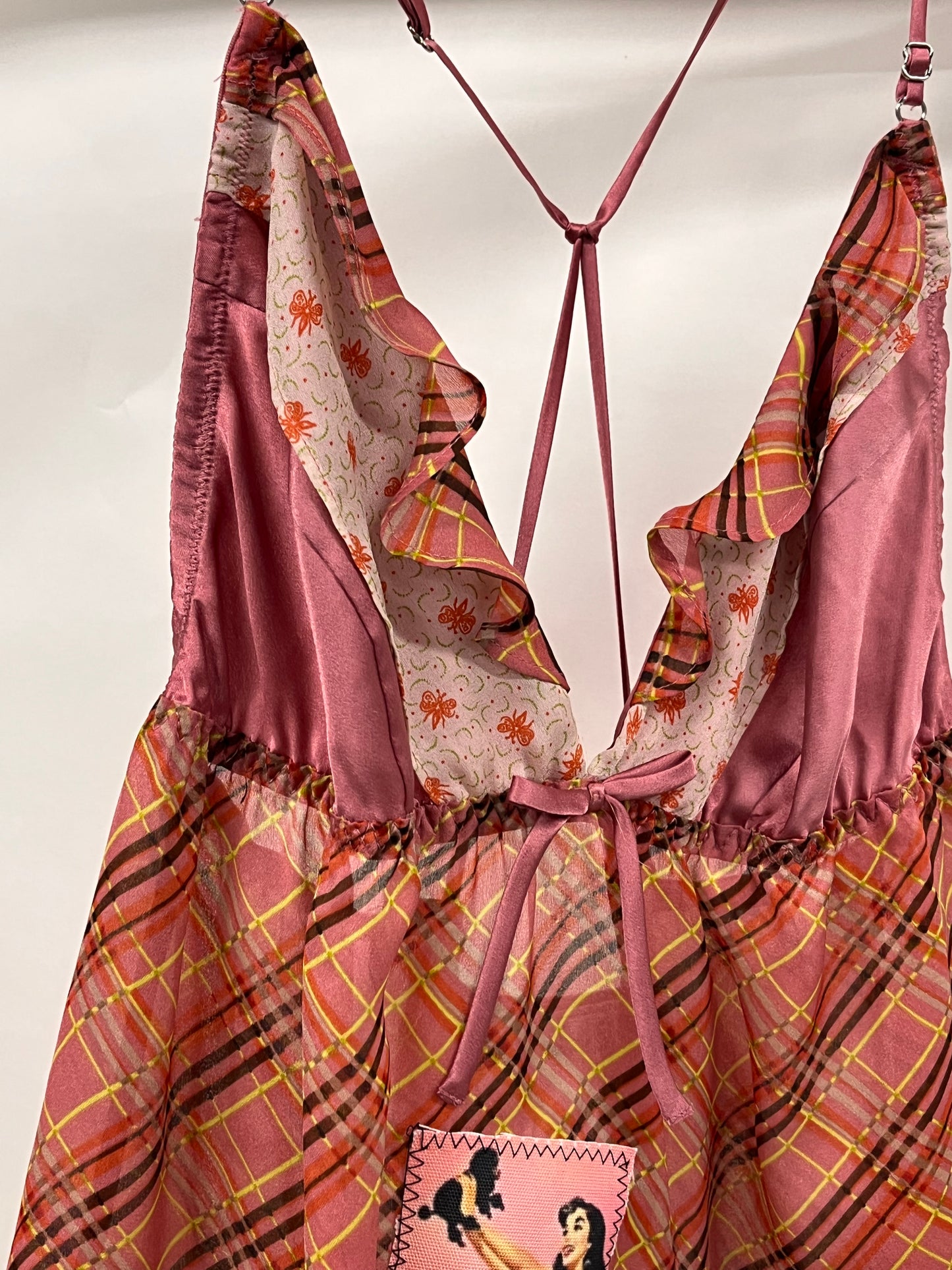 Mix print silk dress