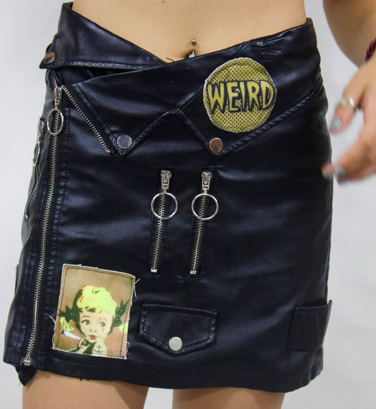 weird zip leather skirt