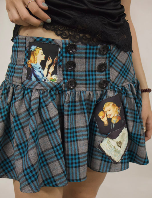 Blue button skirt
