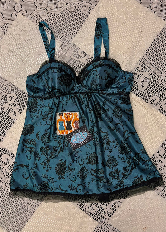 Teal paisley bustier top