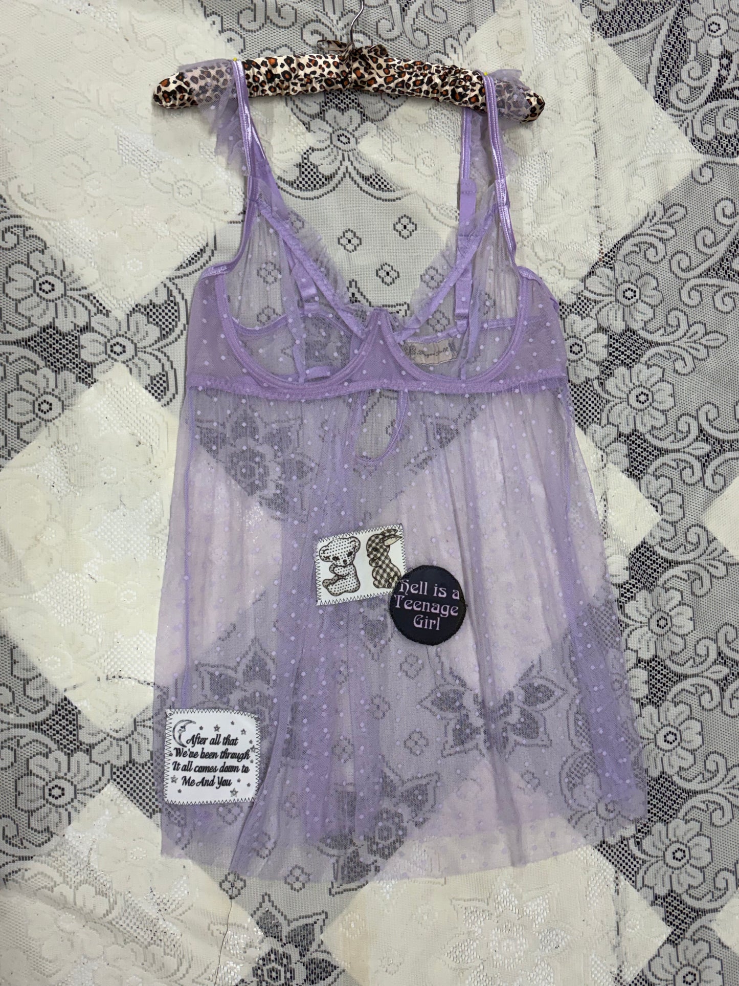 Polka purple sheer top