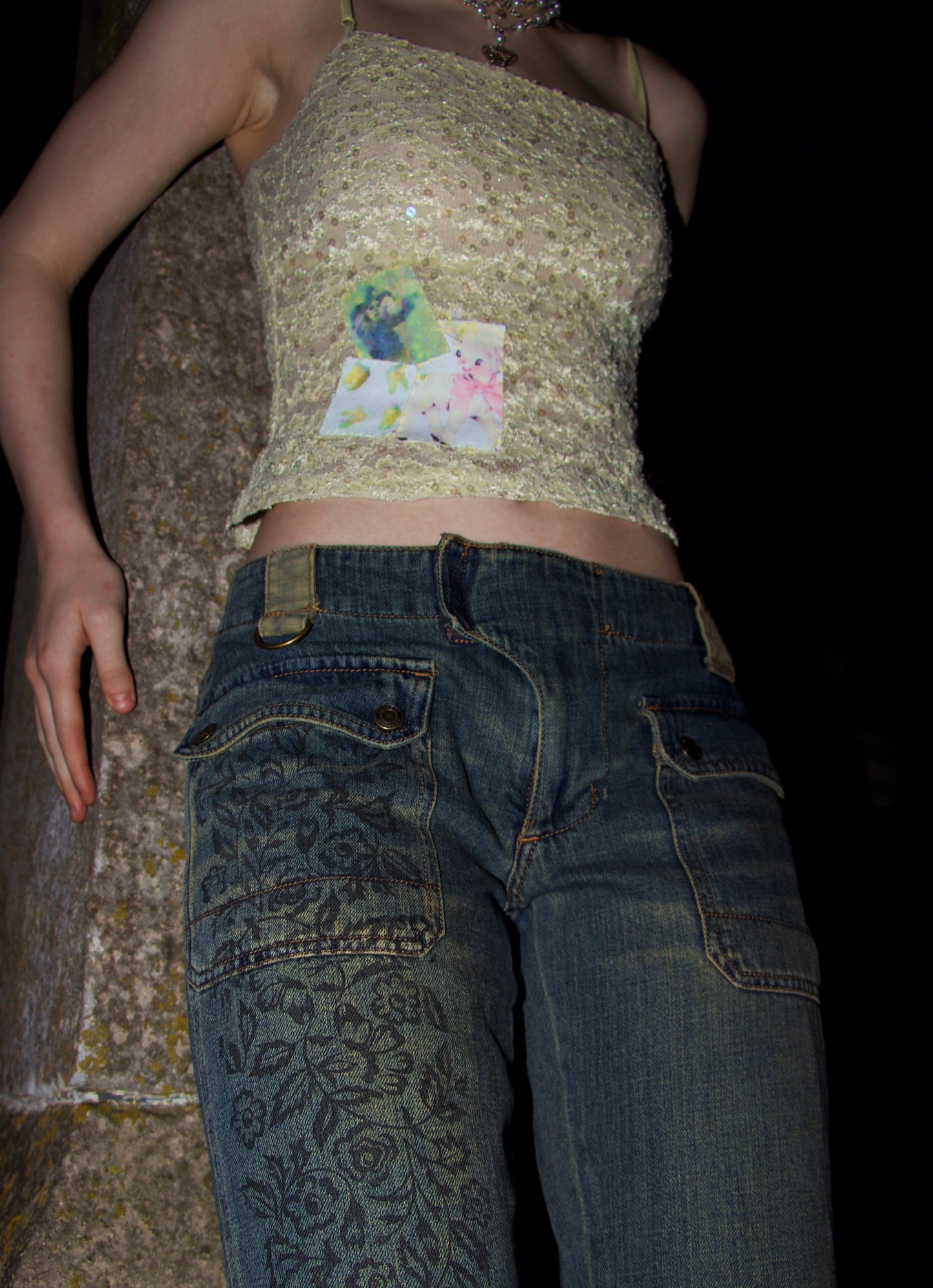 Sequin patchwork tank top